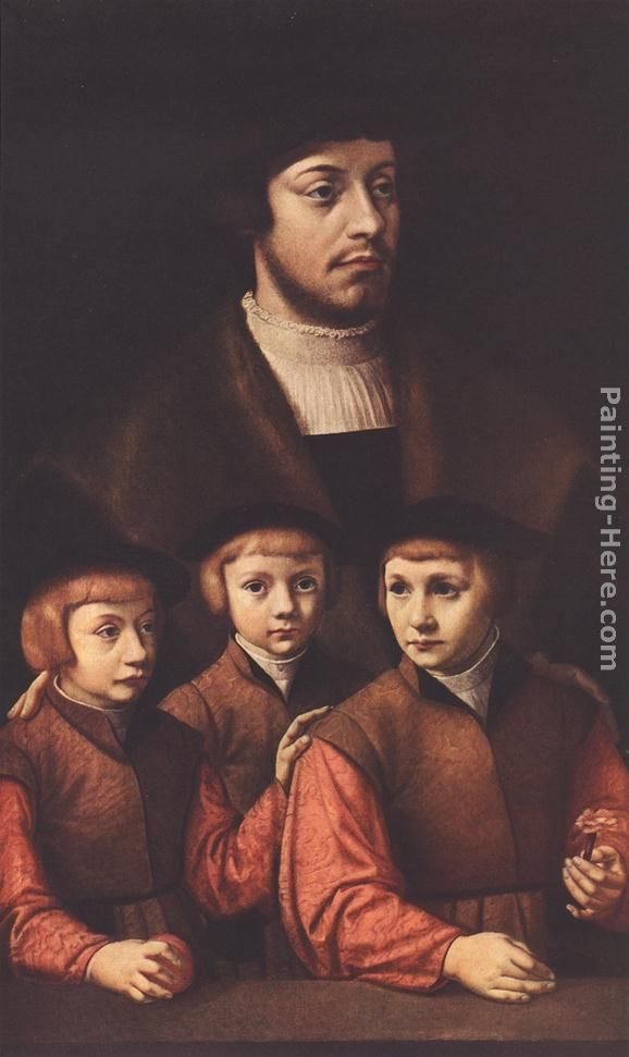 Barthel Bruyn Portrait of a Man with Three Sons